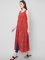 Thumbnail for Kalini Women Red Bandhani Printed Kurta - Distacart