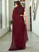 Thumbnail for Tikhi Imli Solid Satin Saree - Distacart