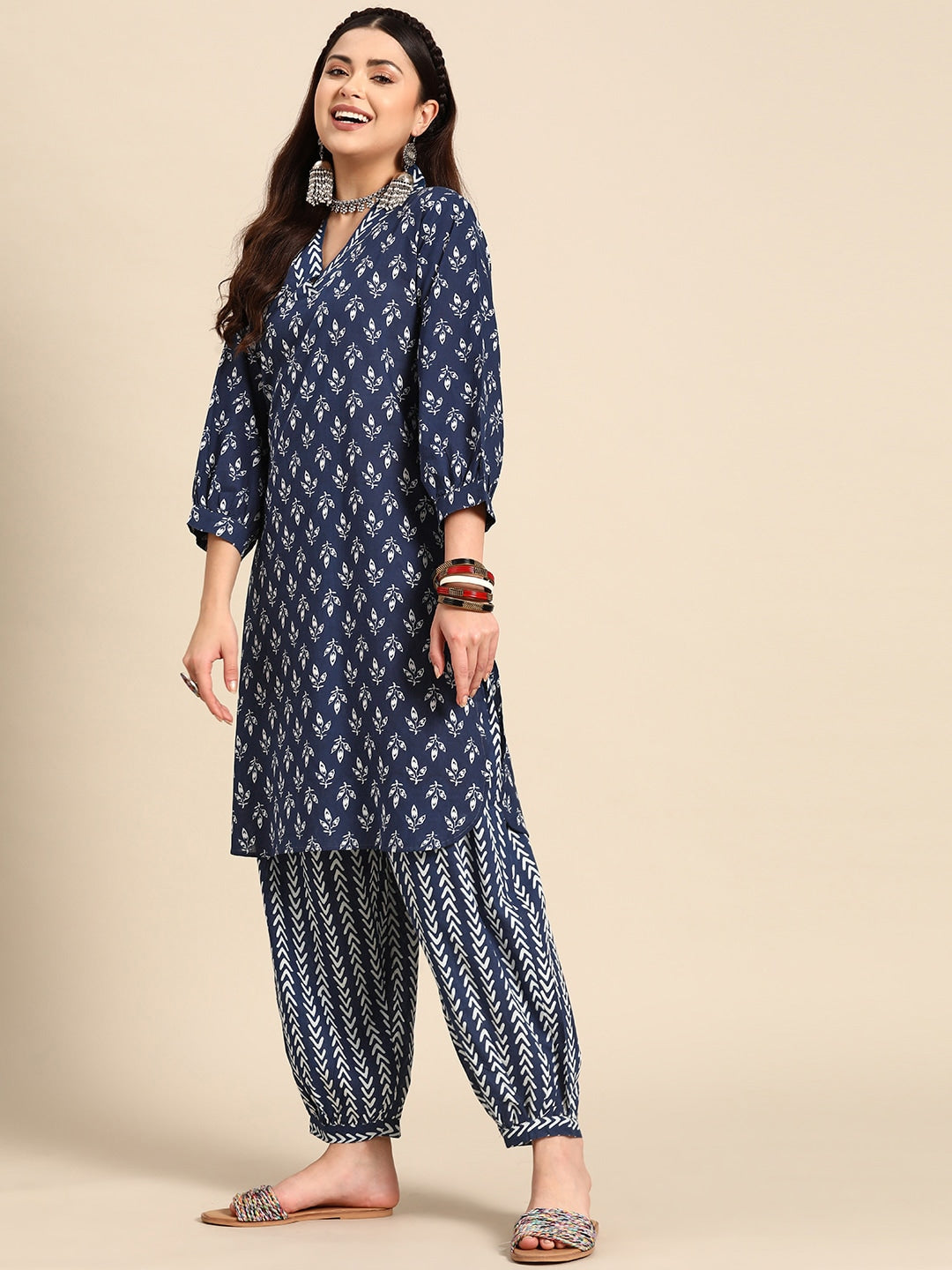 Sangria Floral Printed Regular Pure Cotton Kurta with Salwar - Distacart