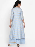 Thumbnail for NOZ2TOZ Blue Printed Regular Kurta with Palazzos For Girls - Distacart