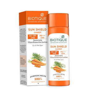 Biotique Advanced Ayurveda Bio Carrot 40+ SPF UVA/UVB Sunscreen Ultra Soothing Face Lotion - Distacart