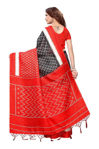 Thumbnail for Vamika Red Kalamkari With Jhalar Khadi Silk Saree Snap Red