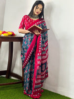Thumbnail for Kalini Ethnic Motifs Printed Pure Cotton Bagh Saree - Distacart