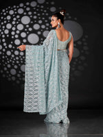 Thumbnail for Tikhi Imli Blue Woven Design Ready to Wear Saree - Distacart