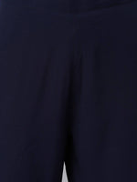 Thumbnail for Janasya Maroon & Navy Blue Ethnic Motifs Printed Kurta with Trousers - Distacart