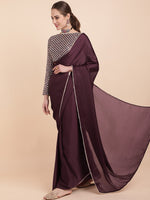 Thumbnail for Sangria Burgundy Sequinned Satin Saree - Distacart