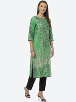 Thumbnail for Biba Women Green Floral Printed Cotton Kurta - Distacart