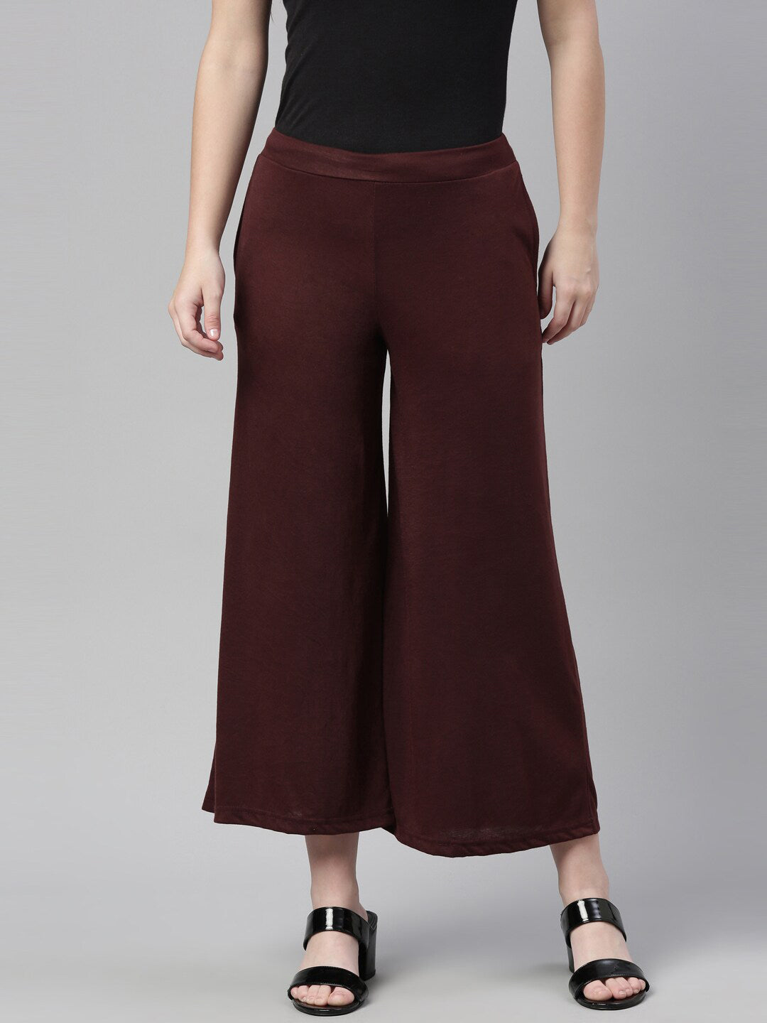 Souchii Women Brown Knitted Palazzos - Distacart