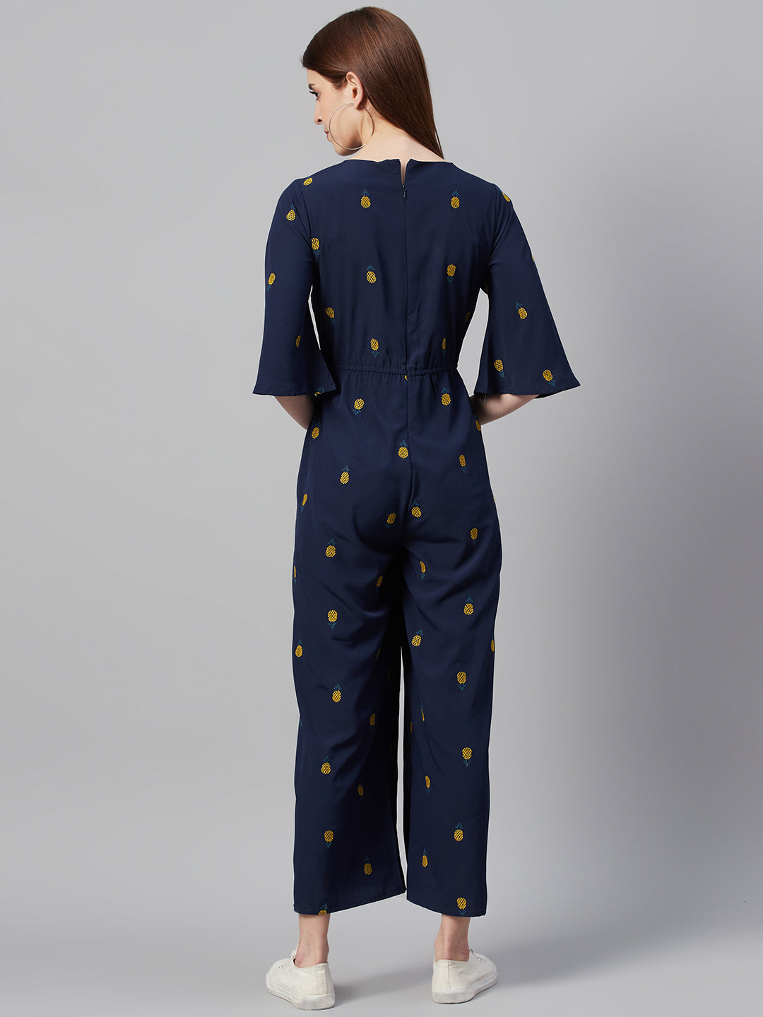 Juniper Women Darkblue Micro Poly Embroidered Regular Jumpsuit - Distacart