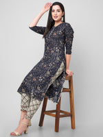 Thumbnail for Kalini Women Floral Printed Pure Cotton Kurta with Trousers - Distacart