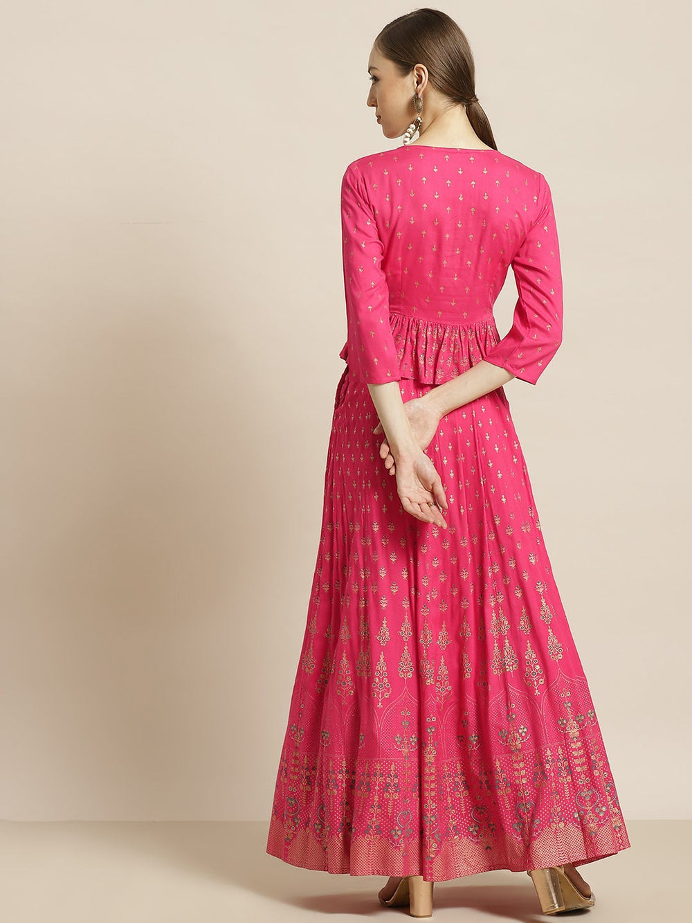 Juniper Women's Fuchsia Rayon Printed Flared Lehenga Choli Sets - Distacart