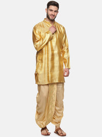 Thumbnail for Sethukrishna Golden Embroidered Dhoti Pant For Men - Distacart