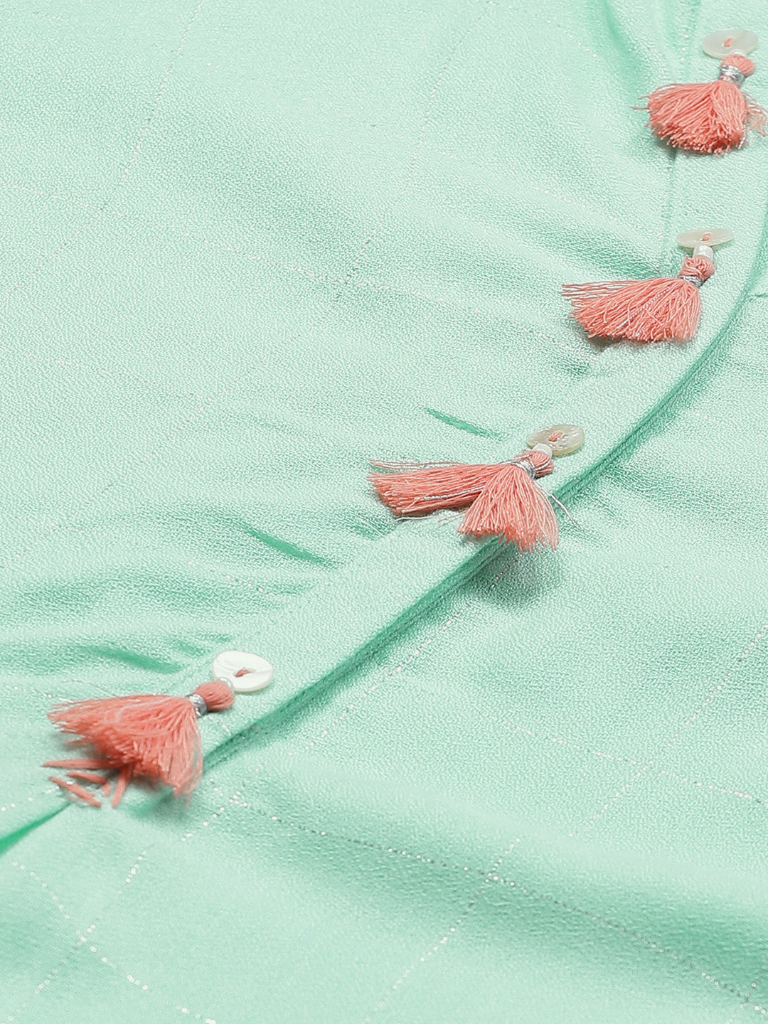 Biba Women Blue & Silver Checked Straight Kurta - Distacart