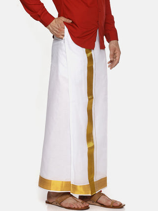 Sethukrishna Men White Solid Double Layer Readymade Dhoti - Distacart