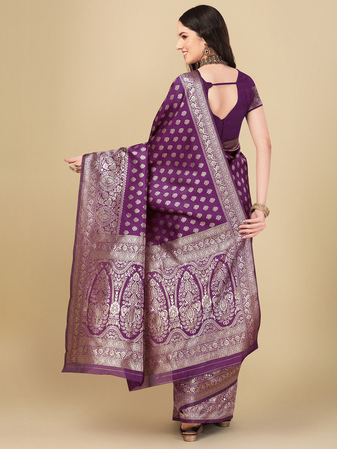 Kalini Ethnic Motifs Zari Art Silk Banarasi Saree - Distacart