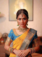 Thumbnail for Kalini Ethnic Motifs Woven Design Zari Silk Cotton Banarasi Saree - Distacart