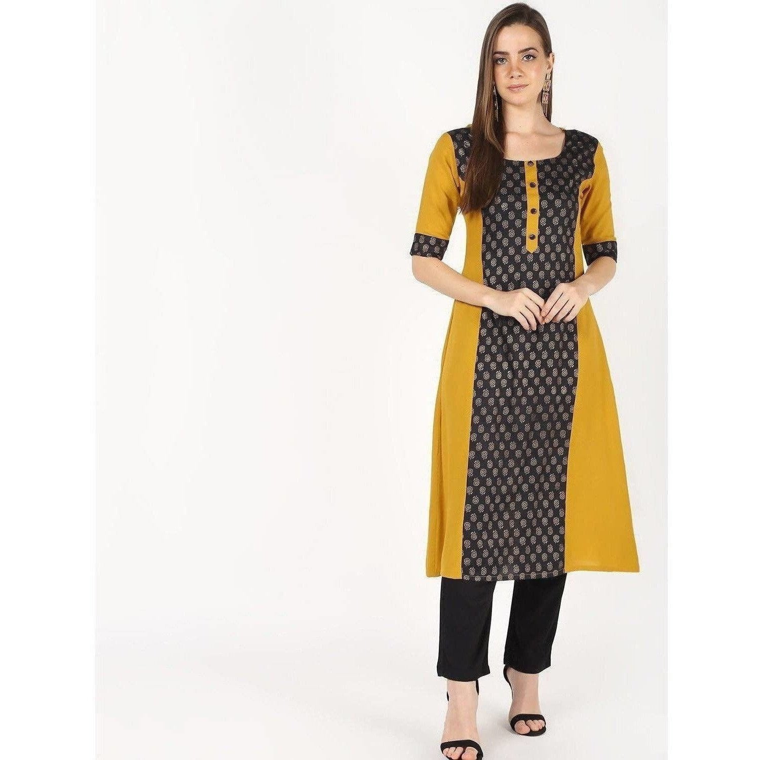 Cheera Front Printed Painal Aline Kurta
