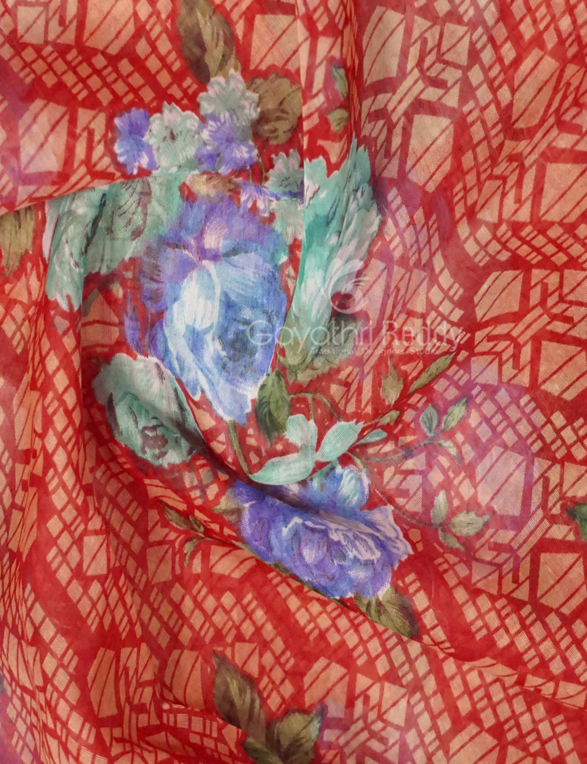 Shades of Tomato Mix Orange Colour Floral Design Semi Chanderi Saree By Gayathri Reddy Designer Studio - Distacart