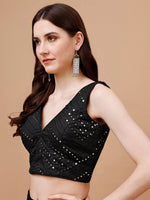 Thumbnail for Tikhi Imli Mirror Work Embellished Sleeveless Saree Blouse - Distacart