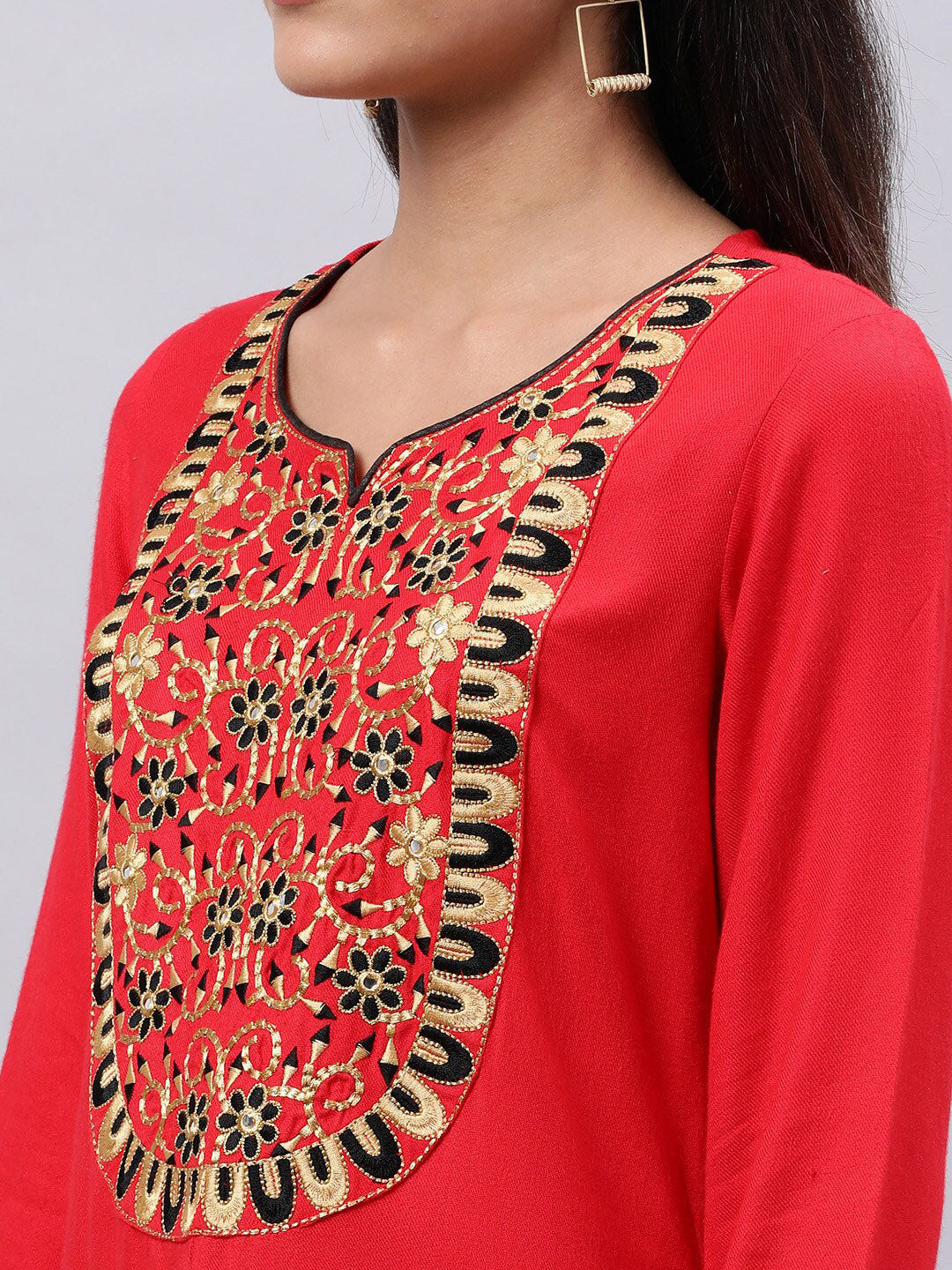 Souchii Women Ethnic Motifs Yoke Design Mirror Work Kurta - Distacart