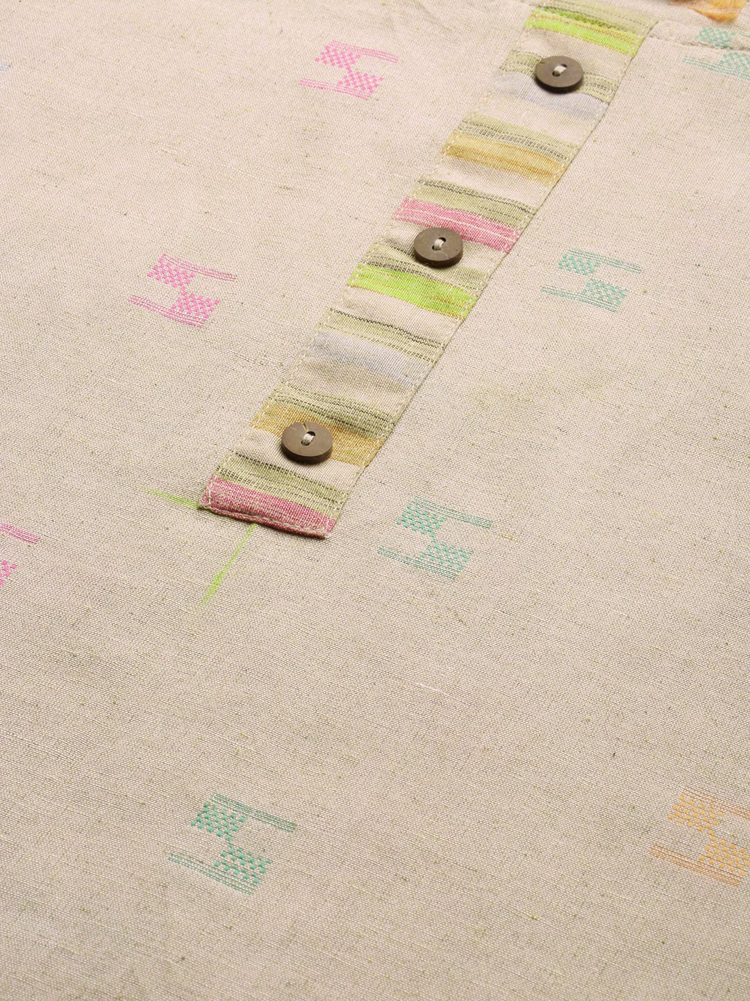 Kalini Women Beige Pure Cotton Kurta with Trousers - Distacart