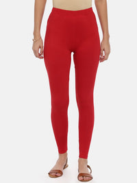 Thumbnail for Souchii Red Solid Slim-Fit Ankle-Length Leggings - Distacart