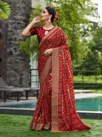 Thumbnail for Mitera Ethnic Motifs Printed Pure Georgette Saree - Distacart