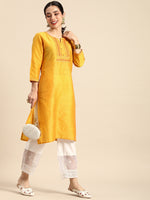 Thumbnail for Sangria Women Geometric Embroidered Mirror Work Kurta - Distacart