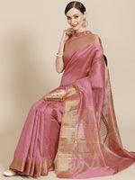Thumbnail for Kalini Pink & Golden Pure Silk Saree - Distacart