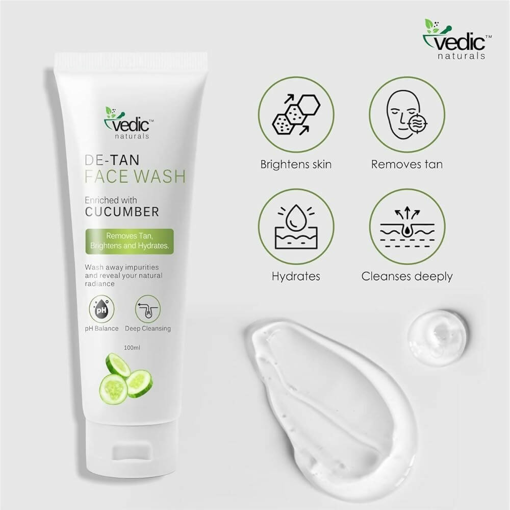 Vedic Naturals Cucumber De Tan Face Wash - Distacart