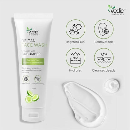 Vedic Naturals Cucumber De Tan Face Wash - Distacart