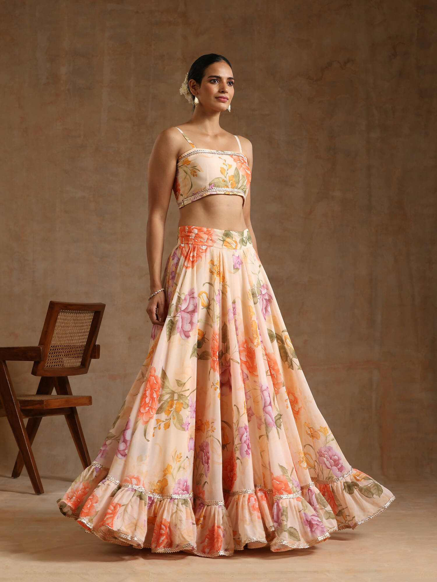 Pomcha Jaipur Peach Gul Ruhani Lehenga Set - Distacart