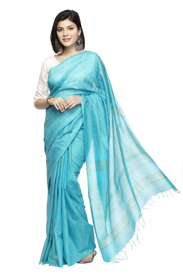 Mominos Fashion Firozi Color Bhagalpuri Saree