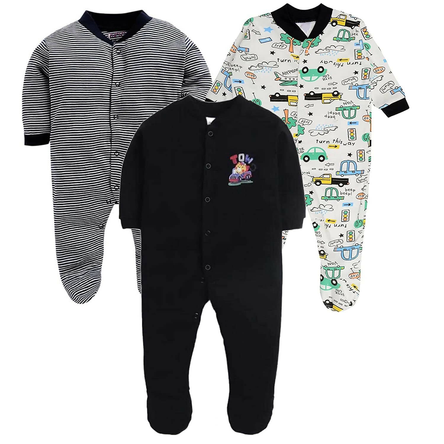 Daddy - G Rompers/Sleepsuits/Jumpsuit /Night Suits for New Born Babies - Black - Distacart