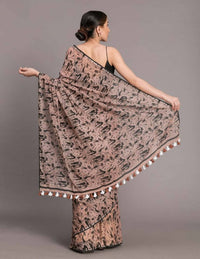 Thumbnail for Suta Beige Black Pure Mul Cotton Printed Saree - Distacart