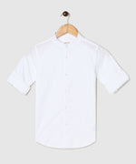 Thumbnail for Manet Boys Mandarin Collar Full Sleeves Melange Shirt - White - Distacart