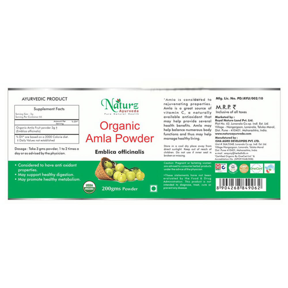 Naturz Ayurveda Organic Amla Powder - Distacart