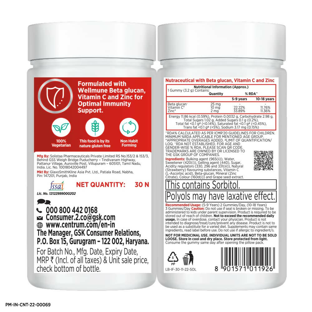 Centrum Kids Immune Fuel Gummies - Strawberry Flavor - Distacart