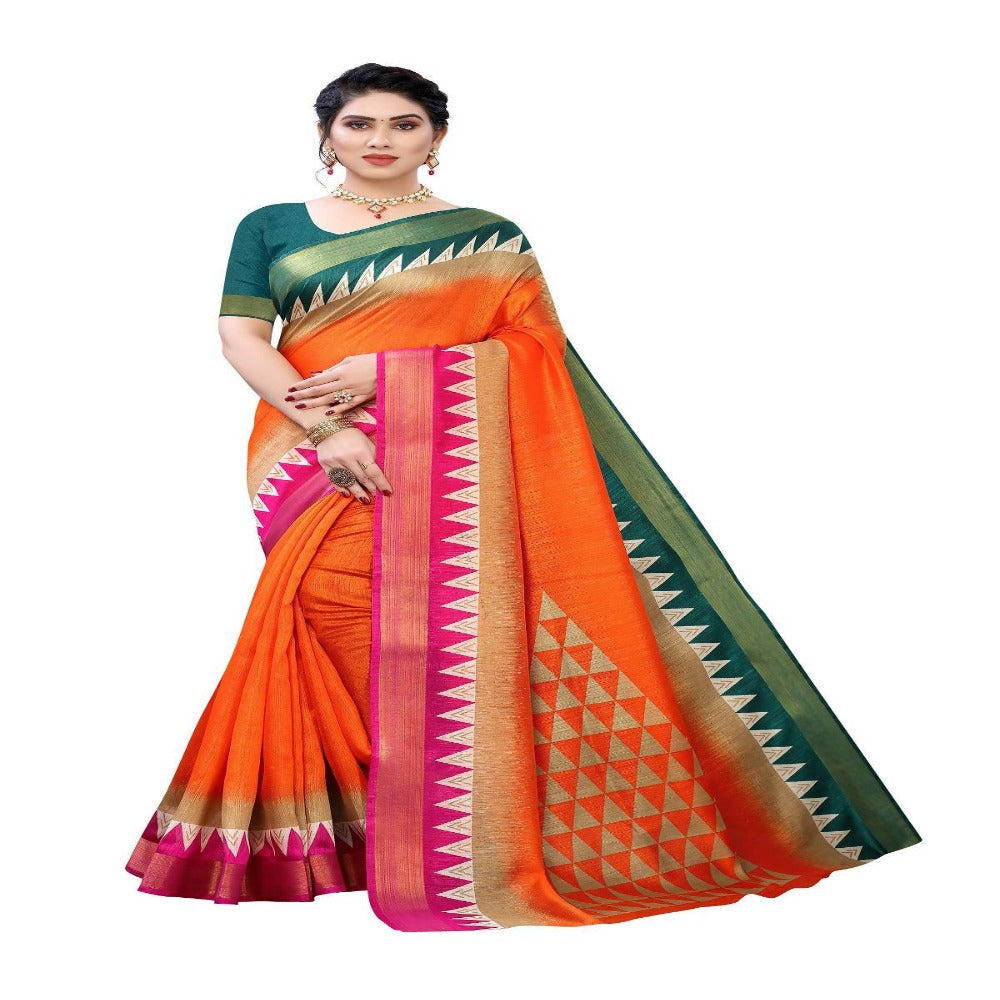 Vamika Orange Linen Jari Border Saree (GUNJAN Orange)