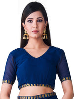 Thumbnail for Mimosa Women's Navy Blue Banarasi Chiffon Saree - Distacart