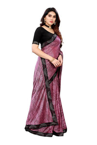 Thumbnail for Vamika Pink Malai Silk Embroidery Saree