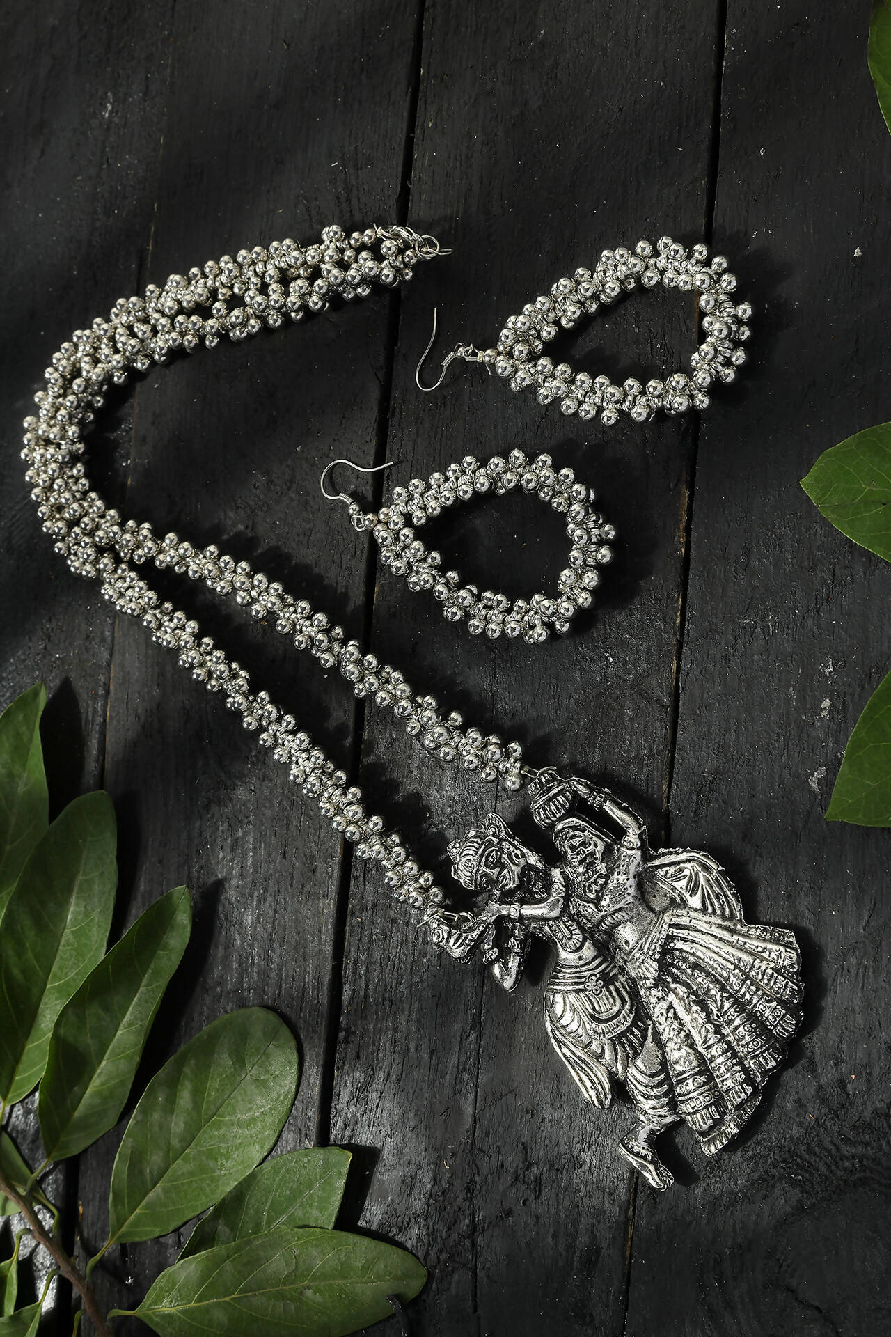 Mominos Fashion Johar Kamal Oxidised Silver-Plated Brass Finish Radha Kishan Long Necklace For Women - Distacart