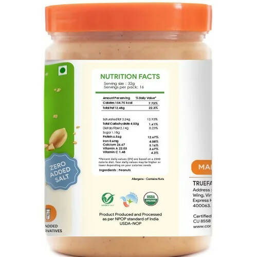 Truefarm Organic Peanut Butter Crunchy-Unsweetened - Distacart