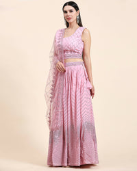 Thumbnail for Pink Pure Viscose Georgette Sequence Embroidery work Lehenga Choli with Dupatta - Aakriti - Distacart