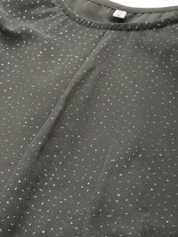 Thumbnail for Ahalyaa Women Grey Chiffon Silver Glitter Printed Tiered Tunic