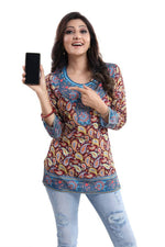 Thumbnail for Snehal Creations Brush-Up Summer Cool Printed Short Kurti Tunic