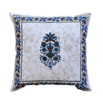 Thumbnail for The Decor Nook Blue Floral Print With Blue Brown Border Cushion Cover - Distacart