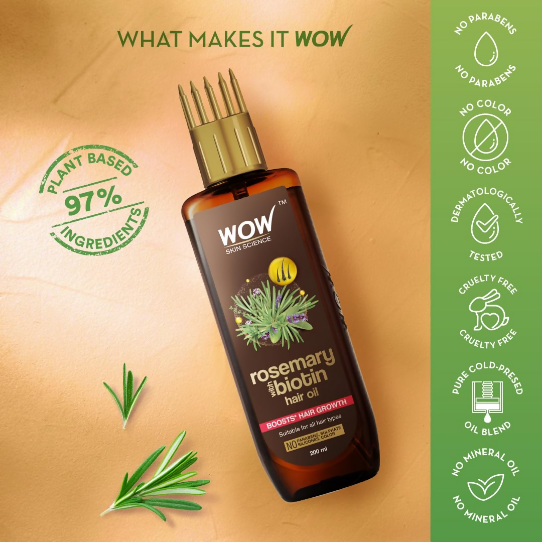 Wow Skin Science Rosemary With Biotin Hair Growth Oil - Distacart