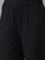 Thumbnail for Yufta Women Black Solid Kurta with Trousers & With Dupatta