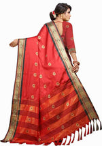 Thumbnail for DEIANA'S Beautiful Golden Jari with New Design Soft Lichi Silk Saree - Red - Distacart